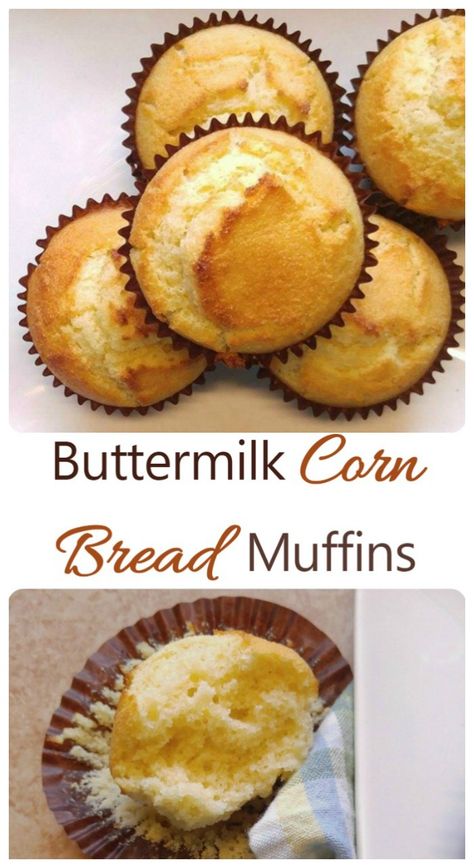 These fluffy buttermilk corn bread muffins make a great side dish and I love to add them to any soup or stew #cornbreadmuffins #buttermilkcornbread #muffins #sidedish #muffinrecipes #cornbreadrecipes Corn Muffins From Scratch, Buttermilk Corn Bread, Buttermilk Corn Muffins, Muffins With Buttermilk, Buttermilk Cornbread Muffins, Corn Bread Muffins, Pumpkin Zucchini Muffins, Bread Muffins Recipe, Buttermilk Muffins