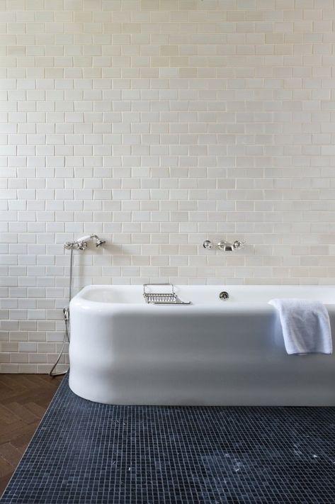 Offset Tile Pattern, Soho House Berlin, Bathroom Spa, Soho House, Tile Pattern, Bathroom Inspo, Family Bathroom, House Bathroom, White Bathroom