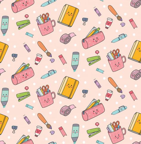 Cute School Wallpapers, School Supplies Background, Wallpaper School, Free Seamless Pattern, Design Produk, Back To School Wallpaper, School Earrings, Teacher Wallpaper, School Wallpaper