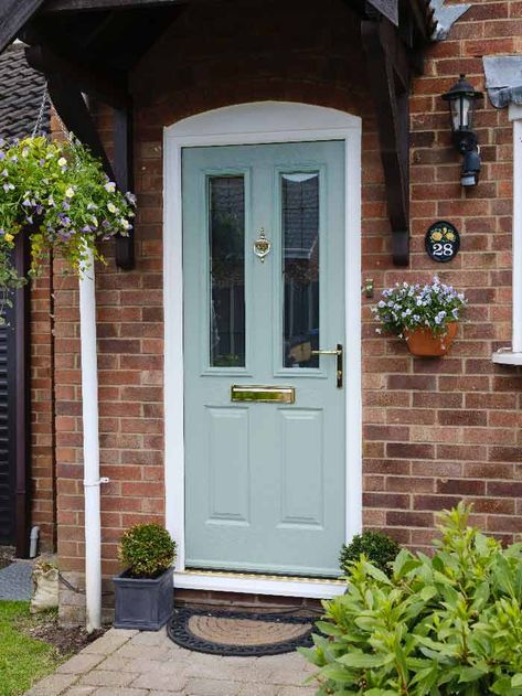 Green Composite Door | Composite Doors Colours | Endurance® Classic Door Design, Black Composite Door, Stylish Doors, Classic Doors, Quaint Cottage, Timber Door, Green Door, Doors And Windows, Semi Detached House