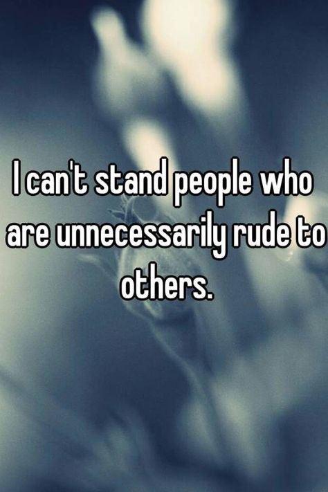 "I can't stand people who are unnecessarily rude to others." Can't Stand People Quotes, People Who Cant Take A Joke Quotes, I Can’t Stand People, Memes About Rude People, Rudest People Quotes, Quotes About Rudeness, Rude People Quotes Well Said, Rude People Quotes Funny, Quotes For Rude People