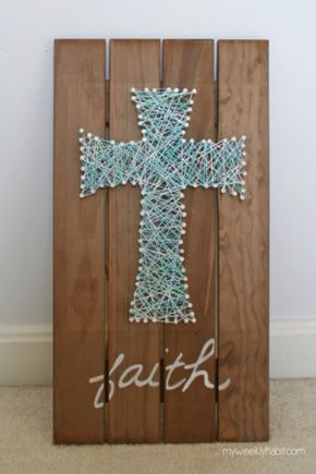 DIY String Art Projects - Nail And String Cross Art - Cool, Fun and Easy Letters, Patterns and Wall Art Tutorials for String Art - How to Make Names, Words, Hearts and State Art for Room Decor and DIY Gifts - fun Crafts and DIY Ideas for Teens and Adults http://diyprojectsforteens.com/diy-string-art-projects Wall Art Tutorial, Nail String, Nail String Art, Cross Crafts, Vbs Crafts, String Art Diy, Cross Art, Diy Cross, Pallet Crafts