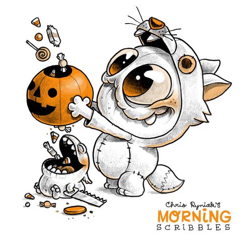 Chris Ryniak - Tricks for Treats! 🪚🎃🍬 NEW spooky scribble!... Chris Ryniak Morning Scribbles, Monsters Drawings, Morning Scribbles, Alice Halloween, Chris Ryniak, Cute Monsters Drawings, Drawing Rocks, Daily Doodles, Monster Drawing