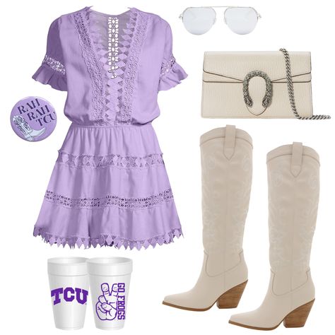 Uva Gameday Outfit, Tcu Football Game Outfit, Tcu Game Day Outfits, Purple Game Day Outfit, Ttu Game Day Outfit, Tcu Gameday Outfit Purple, Tcu Gameday Outfit, Tcu Gameday, Clemson Gameday