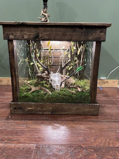 Deer Mounts of America | First end table I finished today | Facebook Bear Skull Mount Ideas, Deer Head Display Ideas, Whitetail Deer Mounts, Whiskey Barrel Deer Mount, Deer Skull Cap Mount Ideas, Euro Deer Mount Ideas, Deer Hide Projects, Euro Mount Ideas, Deer Pedestal Mounts