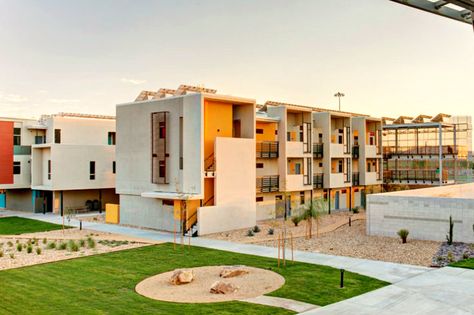 Paisano Green Community is the First Net-Zero Senior Housing Project in the US Co Housing Community, Social Housing Architecture, Green Community, Senior Housing, Co Housing, Collective Housing, Low Cost Housing, Community Housing, Residential Building Design