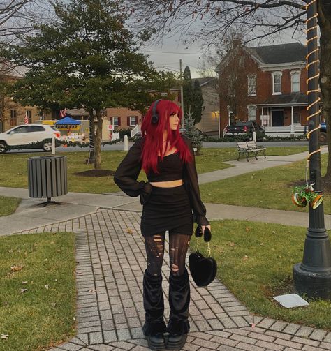 Gothic Bimbocore Outfits, Goth Bimbocore Outfits, Grunge Ootd, Scorpion Tail, Ig Fits, Fur Boots Outfit, Rockstar Outfits, Outfits Y2k Grunge, Alt Egirl