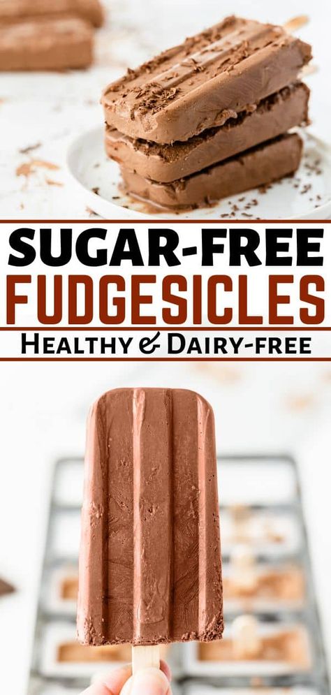 These Sugar-free Fudgesicles taste just like the real thing. These are Healthy Fudgsicles you can feel good about serving to your family and they're easily Vegan Fudgsicles too! These Keto Pudding Pops are so good you can serve up these Homemade Healthy Pudding Pops anytime of year. Your family will love eating these Sugar-free Fudge Pops anytime of year and you'll love how easy you can make these Keto Fudgesicles. These Coconut Milk Fudgsicles are of course naturally Dairy-free Fudgsicles. Sugar Free Fudge Pops, Healthy Fudgesicles, Fudgesicle Recipe, Sugar Free Popsicles, Sugar Free Fudge, Vegan Popsicles, Pudding Pops, Fudge Pops, Healthy Popsicles