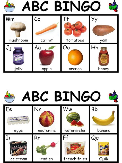 This bingo could be adapted to either parts of plant, etc or could use the fruits and veggies from Eating the Alphabet book. Nice activity for changing up the pace of things a bit. Eating The Alphabet, Abc Bingo, Multisensory Learning, Plants Classroom, Preschool Garden, Multi Sensory Learning, School Nutrition, Multiple Intelligences, Health And Physical Education