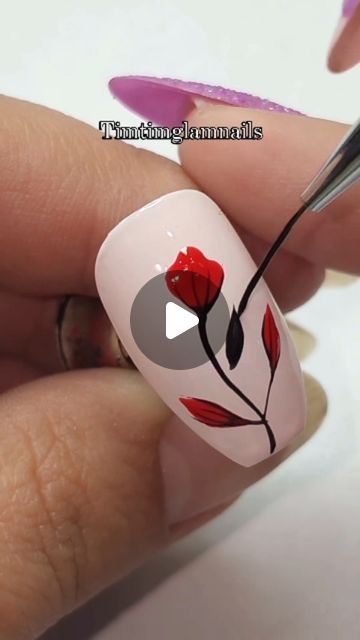 Nails Design With Flowers, Easy Rose Nail Art, Flower Art Nails, Flower Nail Designs, Exotic Nails, Dotting Tool, Flower Nail, Glam Nails, Flower Nail Art