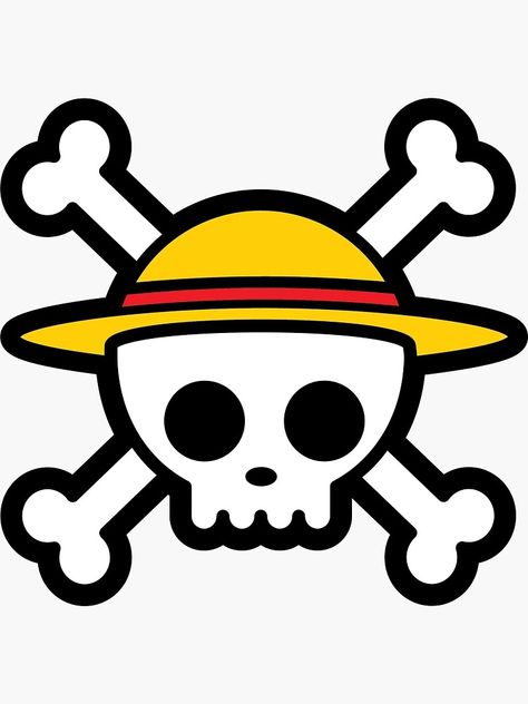 Luffy Jolly Roger, Straw Hat Flag One Piece, Staw Hats One Piece Logo, Monkey D Luffy Sticker, Straw Hat Luffy, Straw Hat Jolly Roger, One Piece Logo, Jolly Roger, Monkey D Luffy