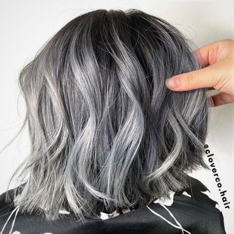 Black Lob, Silver Ash Hair, Dark Silver Hair, Silver Hair Shampoo, Silver Balayage, Silver Blue Hair, Ash Grey Hair, Ash Balayage, Silver Hair Dye