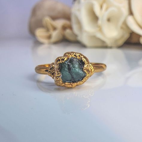 Raw Emerald Ring, Raw Opal Ring, Raw Crystal Ring, Raw Gemstone Ring, Raw Emerald, Raw Stone Ring, Engagement Ring Box, Simple Ring, Ring Birthstone