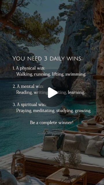 Kody Shade - Oliveda Leader 🫒 - Join Our #1 Team on Instagram: "❤️❤️ if you agree
YOU NEED 3 DAILY WINS: 
1. A physical win ... Walking running, lifting, swimming 
2. A mental win. ... Reading, writing, creating, learning 
3. A spiritual win. ... Praying, meditating, studying, growing 
Be a complete winner!

#believe #smile #hug #sharingpositivity #mentalhealth #GettingHealthierTogether #KodyShade  #lifelessons #joinkody #followkodyshade #reallife" Inspirational Board, Reading Writing, 2 A, Life Lessons, Real Life, Physics, Meditation, Spirituality, Walking