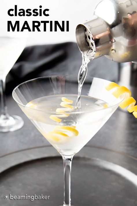 Enjoy the classic flavors of the classic martini, made with this easy recipe with vodka or gin. It's so simple and easy to make! | Recipe at BeamingBaker.com Dry Martini Recipe, Best Martini Recipes, Cocktails Made With Vodka, Gin Recipe, Japanese Cocktails, Cocktail Tools, Perfect Martini, A Couple Cooks, Lemon Drop Martini