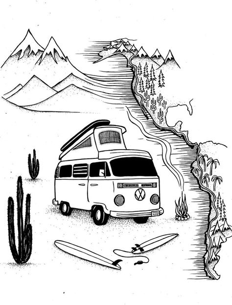 Surfing Animals, Alphabet Prints, Animals Alphabet, Hipster Drawings, Prints Shirts, Bus Art, Sea Side, Vw Van, Surf Art