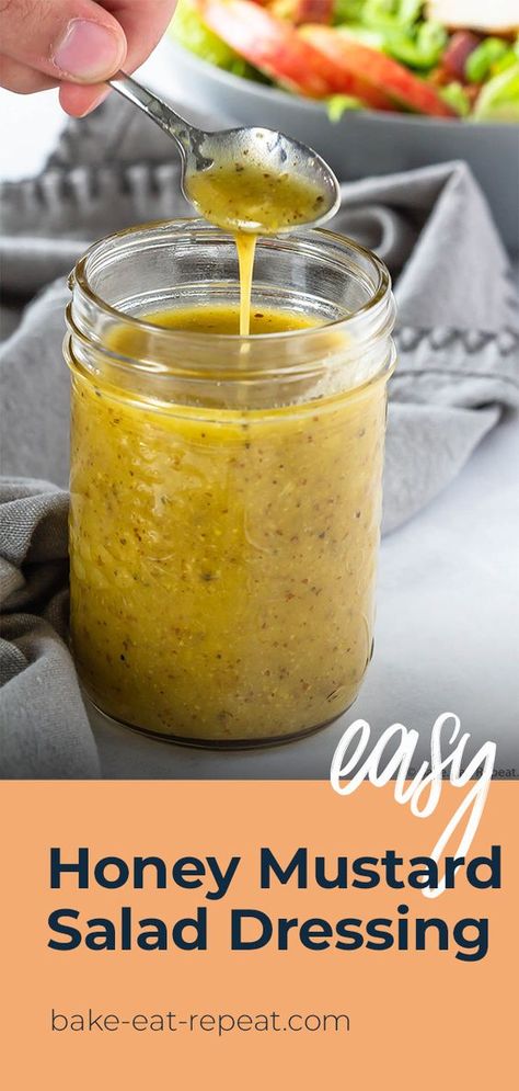 This honey mustard salad dressing can be mixed up in minutes with just 7 ingredients you probably already have! Easy and delicious! #saladdressing #honeymustard #honeymustarddressing Honey Mustard Dressing Recipe, Mustard Dressing Recipe, Honey Mustard Salad, Honey Salad Dressing, Easy Honey Mustard, Mustard Salad, Honey Mustard Salad Dressing, Mustard Salad Dressing, Homemade Honey Mustard