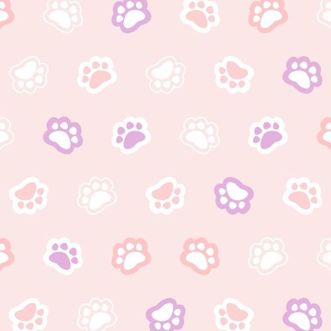 Seamless vector pattern with paw cat on a pink background Cat Paw Background, Pink Cat Background, Paw Background, Paw Wallpaper, Paw Cat, Pink Paw Print, Pet Scrapbook, Pink Paws, Cat Background