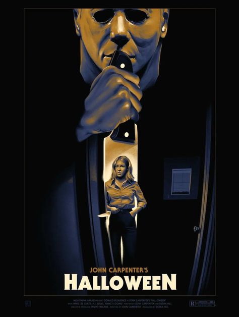 HALLOWEEN (1978) poster design by Chris Koehler Halloween 1978 Aesthetic, 1978 Aesthetic, Halloween 1978 Poster, John Carpenter Halloween, Donald Pleasence, Halloween 1978, Tv Covers, John Carpenter, Sketchbook Drawings