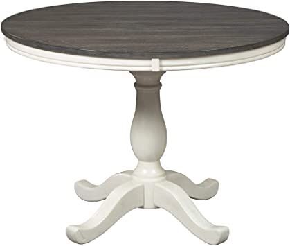 Benjara Round Pedestal Design Wooden Dining Table Base, Gray and White Brown Dining Room Table, Beige Dining Room, Small Round Dining Table, Brown Dining Room, Round Dining Room Sets, Round Dining Room Table, Round Dining Table Sets, Round Dining Room, Solid Wood Chairs