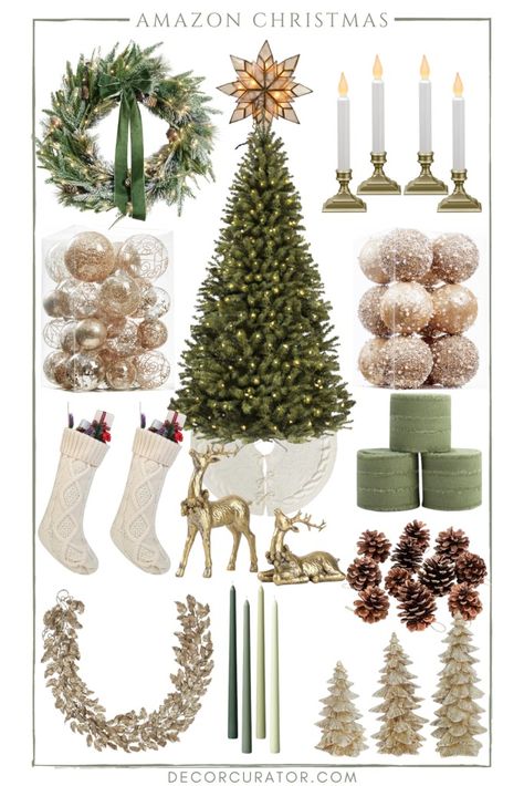 Amazon Christmas Decoration Finds - Decor Curator Christmas Decor 2024-2025, Diy Neutral Christmas Decor, Woodland Christmas Decor Ideas, Minimalistic Christmas Tree, Amazon Christmas Decor, Amazon Christmas Decorations, Decor Natal, Woodland Christmas Decor, Holidays Ideas