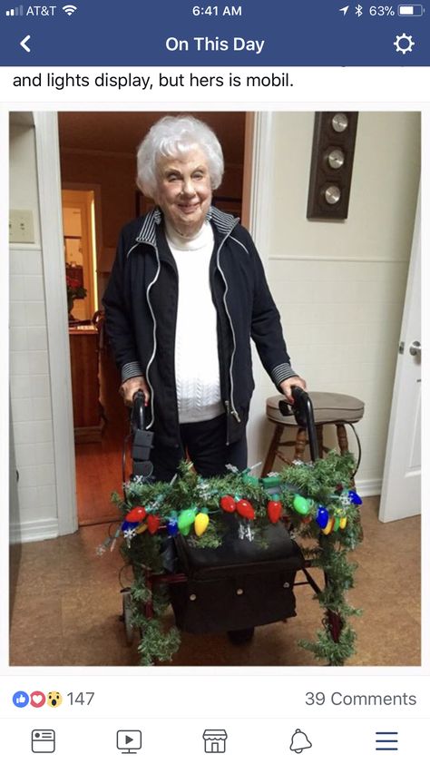 Why not spread the cheer and decorate a walker with battery lights ? Walker Decorations Diy, Walker Decorations, Activities Ideas, Aged Care, Enrichment Activities, Mobility Aids, Battery Lights, Nursing Home, Senior Living