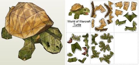 Turtle Paper Craft, 3d Turtle, Colorful Parrots, 3d Craft, Paper Model, Paper Models, Art Club, World Of Warcraft, Paper Craft