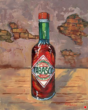 Hot Sauce Painting, Tabasco Painting, Avery Island, Louisiana Seafood, Louisiana Hot Sauce, Louisiana Art, Tabasco Sauce, Food Wallpaper, Pepper Sauce