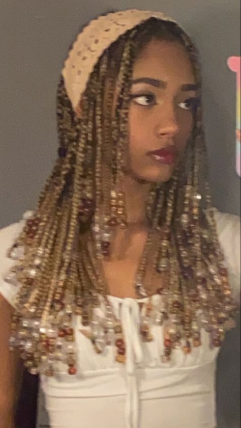 Blond Braids With Beads, Blonde Braids With Beads, Blonde Braids, Braids With Beads, Hair Game, Braids, Blonde, Beads, Makeup