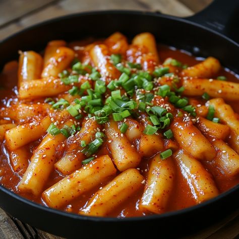 🔥 Spice up your day with Spicy Korean Tteokbokki—a bold and fiery dish you can’t resist! 🌶️✨ #Tteokbokki #KoreanFood Spicy Korean Tteokbokki Ingredients: Rice cakes (tteok, 2 cups) Fish cakes (eomuk, 1 cup, sliced) Korean chili paste (gochujang, 2 tbsp) Korean chili flakes (gochugaru, 1 tbsp) Sugar (1 tbsp) Soy sauce (1 tbsp) Water (2 cups) Green onions (for garnish) Instructions: In a pot, combine water, gochujang, gochugaru, sugar, and soy sauce. Bring to a boil. Add rice cakes and fish... Korean Spicy Pork Bulgogi, Korean Rice Cake Tteokbokki, Tteokbokki Ingredients, Rice Cakes Korean, Korean Spicy Rice Cake, Korean Tteokbokki, Spicy Korean Food, Korean Sweets, Tteokbokki Recipe