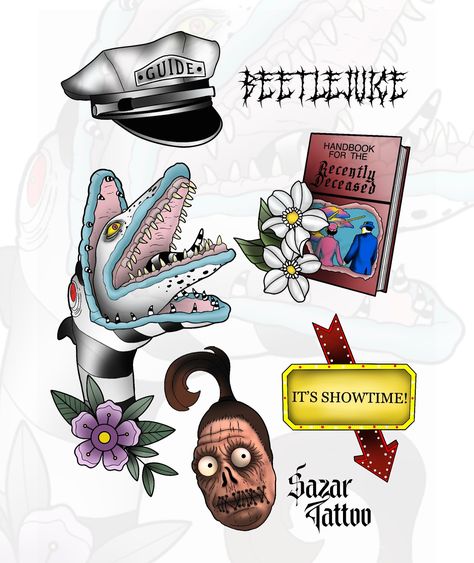 Beetlejuice Tattoo Flash, Beetlejuice Flash, Sandworm Beetlejuice, Friday The 13th Flash, Halloween Tattoo Flash, Beetlejuice Tattoo, Tim Burton Tattoo, Beetlejuice Makeup, Beetlejuice Fan Art