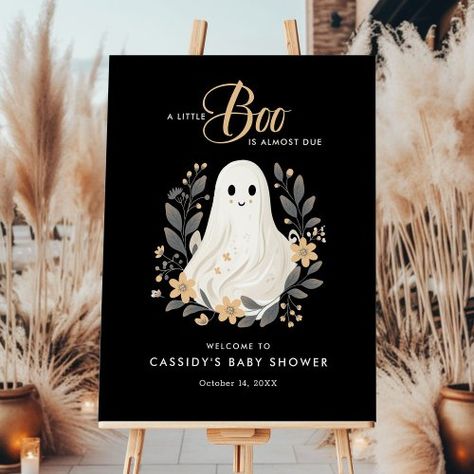 $57.45 | Little Boo Boho Ghost Baby Shower Welcome Sign #a little boo baby shower, little boo welcome sign, ghost, halloween, spooky, boho bohemian, floral, orange black, gender neutral, baby boy baby girl Halloween Baby Shower Ideas For Boys, Boho Ghost, Shower Welcome Sign, Spooky Ghost, Halloween Baby, Baby Shower Welcome Sign, Baby Shower Fall, Baby Shower Signs, Fall Baby