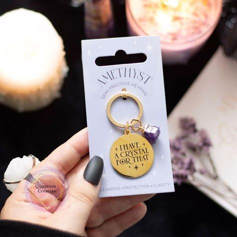 I Have a Crystal for That Amethyst Crystal Keyring https://www.jocurry.com/products/i-have-a-crystal-for-that-amethyst-crystal-keyring Quantum Creative #Hot Crystal Keyring, Hanging Crystal, Spiritual Cleansing, Mini Gift, Letter Stamps, Backing Card, Incense Cones, Linen Spray, Valentines Day Weddings