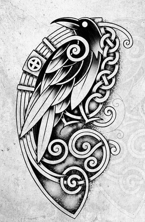 Nordic Raven Tattoo Design, Celtic Pumpkin Carving, Pagan Tattoo Men, Welsh Celtic Tattoo, Nordic Drawings, Nordic Snake, Viking Ship Tattoo Design, Nordic Art Vikings, Celtic Designs Pattern