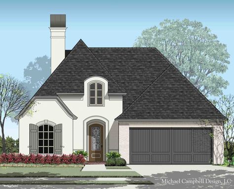 Michael Campbell Design Patio Homes, Acadian House Plans, Retirement House, Split Bedroom, Southern House, French Country House Plans, Bedroom Layout, Houses Plans, Southern House Plans