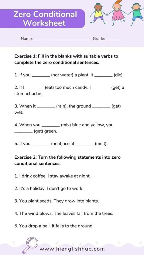 If Zero Conditional Worksheet, Conditional Sentences Worksheets, Zero Conditional Sentences, Assignment Pics, Grammar Tenses Chart, English Grammar Tenses Chart, Conditionals Grammar, Zero Conditional, Conditional Sentences