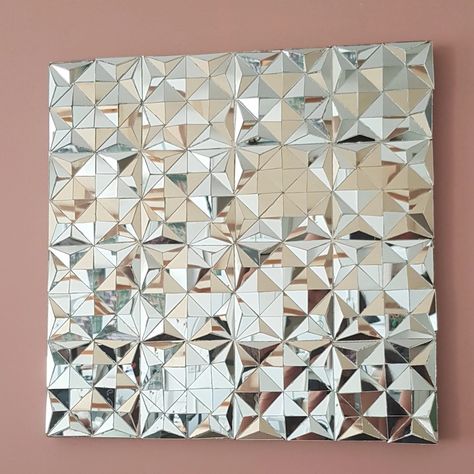 Geometric Mirrors, Mirror Wall Panel, Mirror Canvas Art, Spiegel Diy, Faceted Mirror, Mirror Texture, Hostels Design, Mirror Pattern, Geometric Mirror