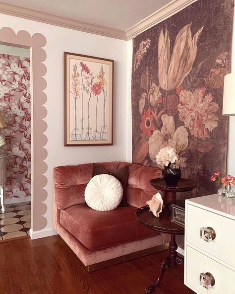 Nook And Cranny Ideas, Corner Nook Decorating Ideas, Small Corner Ideas Living Room, French Country Reading Nook, Office Reading Chair, Whimsical Reading Nook, Moody Reading Corner, Love Seat Decor, Corner Of Room Ideas