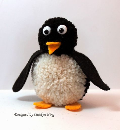 pompom penguin - bjl Diy Laine, Pom Pom Animals, Penguin Crafts, Diy Pom Pom, How To Make A Pom Pom, Pom Pom Crafts, Wool Crafts, Childrens Crafts, Animal Crafts