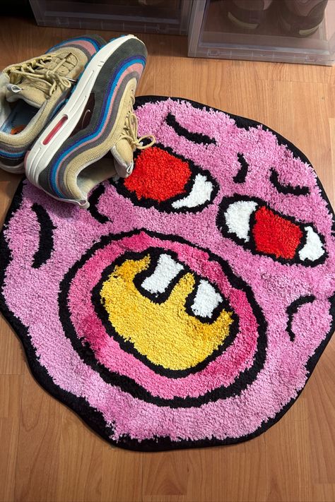 Vibrant Tufted Tyler the Creator Rug - Embrace hip-hop artistry in your space! 🎵🧶 #TylerTheCreator #TuftedRug #FunkyDecor #MusicInspired Hip Hop Rugs, Tyler The Creator Rug, Tyler The Creator Room Decor, Tyler The Creator Merch, Brand Extension, Business Room, Dorm Room Gifts, Rug Tufting, Cool Rug