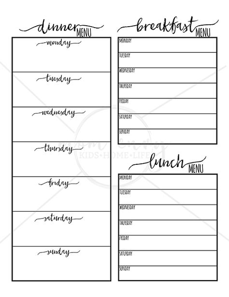 Family Binder Free Printables, Weekly Meal Planning Printable Free, Family Binder Printables, Planning Printables Free, Recipe Binder Printables, Binder Printables Free, Meal Planning Calendar, Meal Planning Printable Weekly, Weekly Meal Plan Template