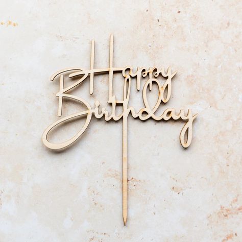 Cake Topper Ideas Birthday, Happy Birthday Cake Topper Diy, Sixth Birthday Cake, Glowforge Cake Topper, Wooden Cake Toppers Birthday, Happy Birthday Topper, Personalized Cake Topper Birthday, Happy Birthday Cake Topper Svg, Birthday Cake Decorations