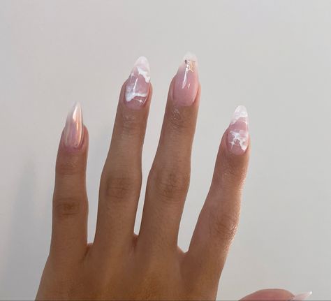 Chrome Cloud Nails, Chrome Powder, Gel Art, Classy Nails, Chrome Nails, Almond Nails, Pink Nails, Nail Inspo, Acrylic Nails