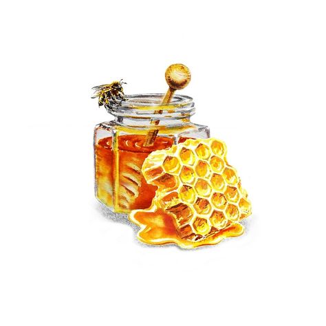 "Honey" Art Prints by Irina Sztukowski | Redbubble Honey Art, I Love Bees, Jar Art, Bee Tattoo, Bee Art, Honey Jar, Bees Knees, Food Printables, Food Illustrations