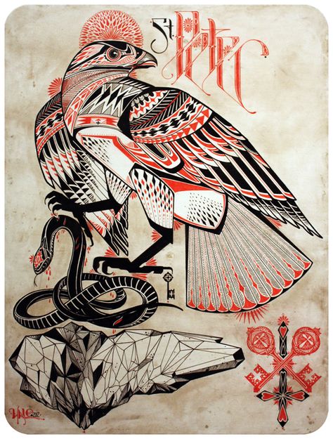 david hale Magical Tatoos, David Hale Tattoo, Japan Monkey, Tattoo Plume, David Hale, Hawk Tattoo, Geometric Bird, Geometric Tattoo Arm, Deer Tattoo