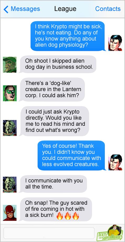 Justice League Funny, Dc Funny, Superhero Texts, Comic Text, Superhero Memes, Funny Text Conversations, Batman Funny, Text Conversations, Dc Memes