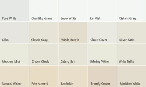 pallette Offwhite Color Palette, Benjamin Moore Off White, Shades Of White Wedding, White Wedding Palette, Unisex Bedroom, House Painting Tips, Deck Stain Colors, Eye Color Chart, Staining Deck