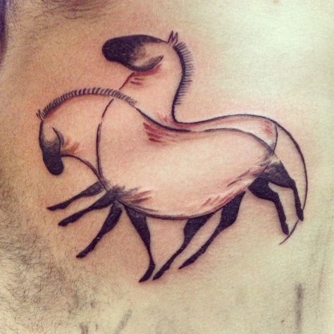 Probably one of my favourites so far :) #tattoos #tattooworkers #apprentice #horses #horse #purplepanthertattoos @purplepanthertattoo (at Purple Panther Tattoo) Cave Drawing Tattoo, Cave Painting Tattoo, Caveman Tattoo, Cave Tattoo, Primitive Animals, Tattoo Map, Purple Panther, Paleolithic Art, Taboo Tattoo