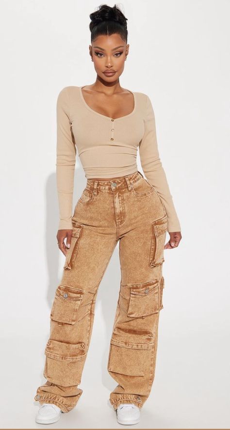 Tan Jeans Outfit, Dope Fashion Outfits, Without Warning, Fasion Outfits, Jeans Brown, Fashion Nova Outfits, Effortless Outfit, Elegant Dresses Classy, Y2k Aesthetic Outfits