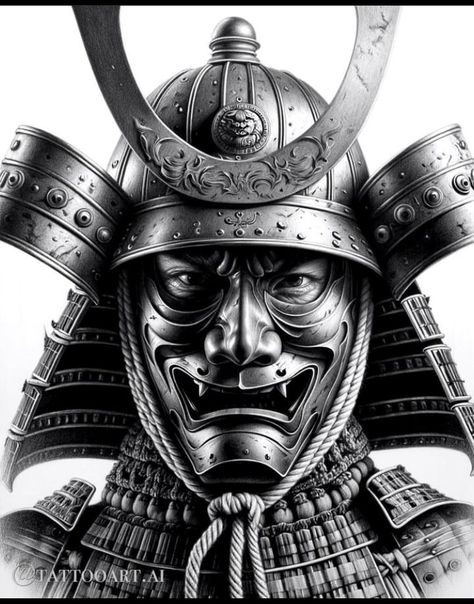 Samurai Mask Tattoo, Japanese Warrior Tattoo, Japanese Mask Tattoo, Japanese Inspired Art, Samurai Warrior Tattoo, Japanese Tattoos For Men, Hero Tattoo, Japanese Art Samurai, Samurai Mask